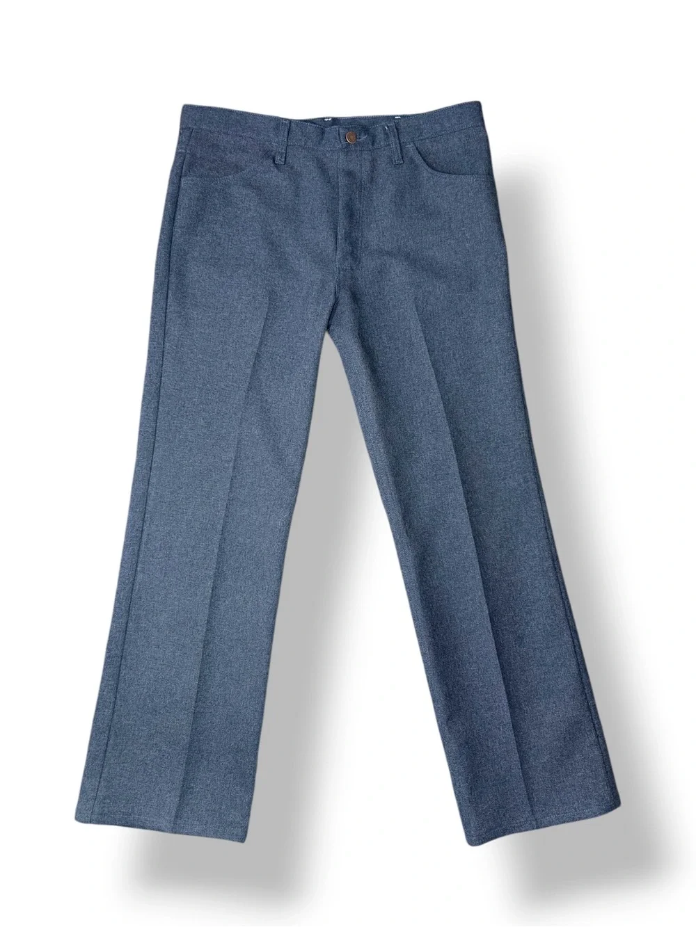 4/$20 Wrangler Vintage Blue Heather Polyester Western Dress Pants 36x30 USA